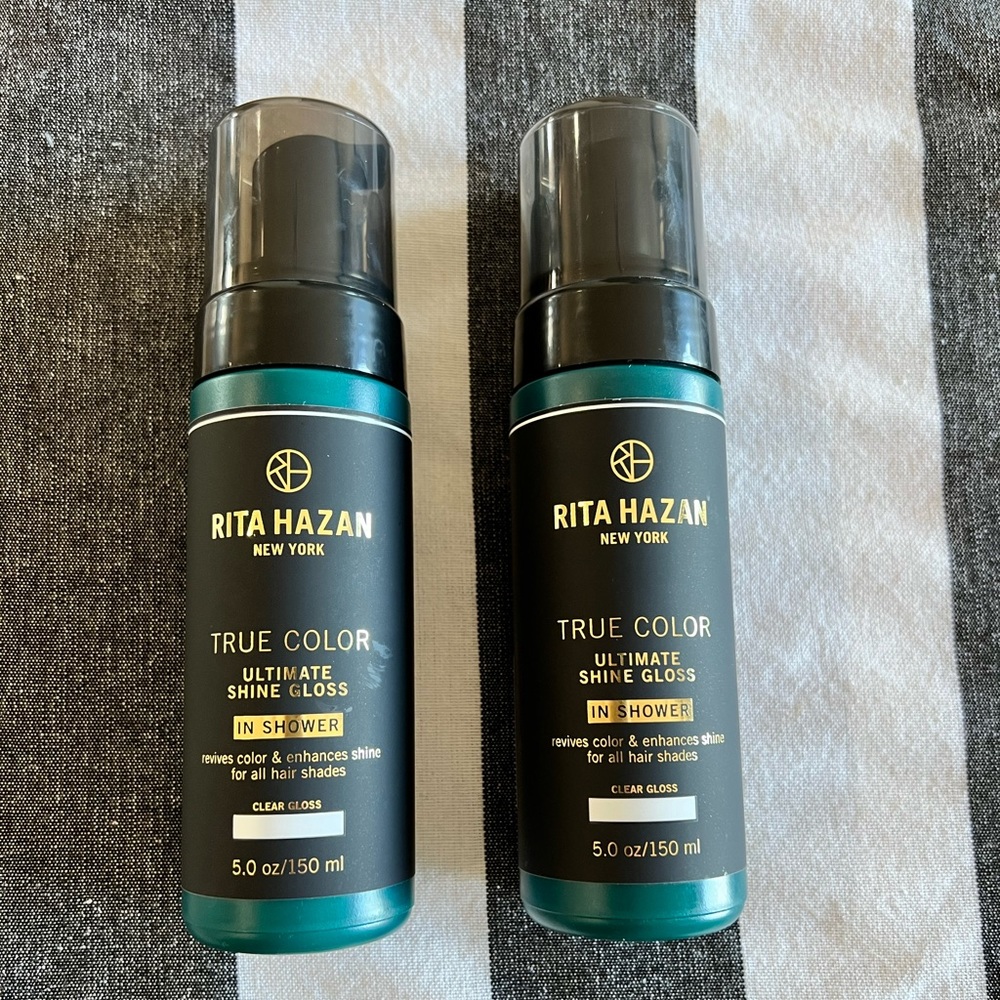 Two bottles Rita Hazan True Color clear ultimate shine gloss in shower